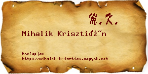 Mihalik Krisztián névjegykártya